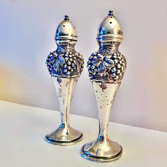 1920s Silver Plated Salt and Pepper Shakers Decorative - Picture 1 of 5